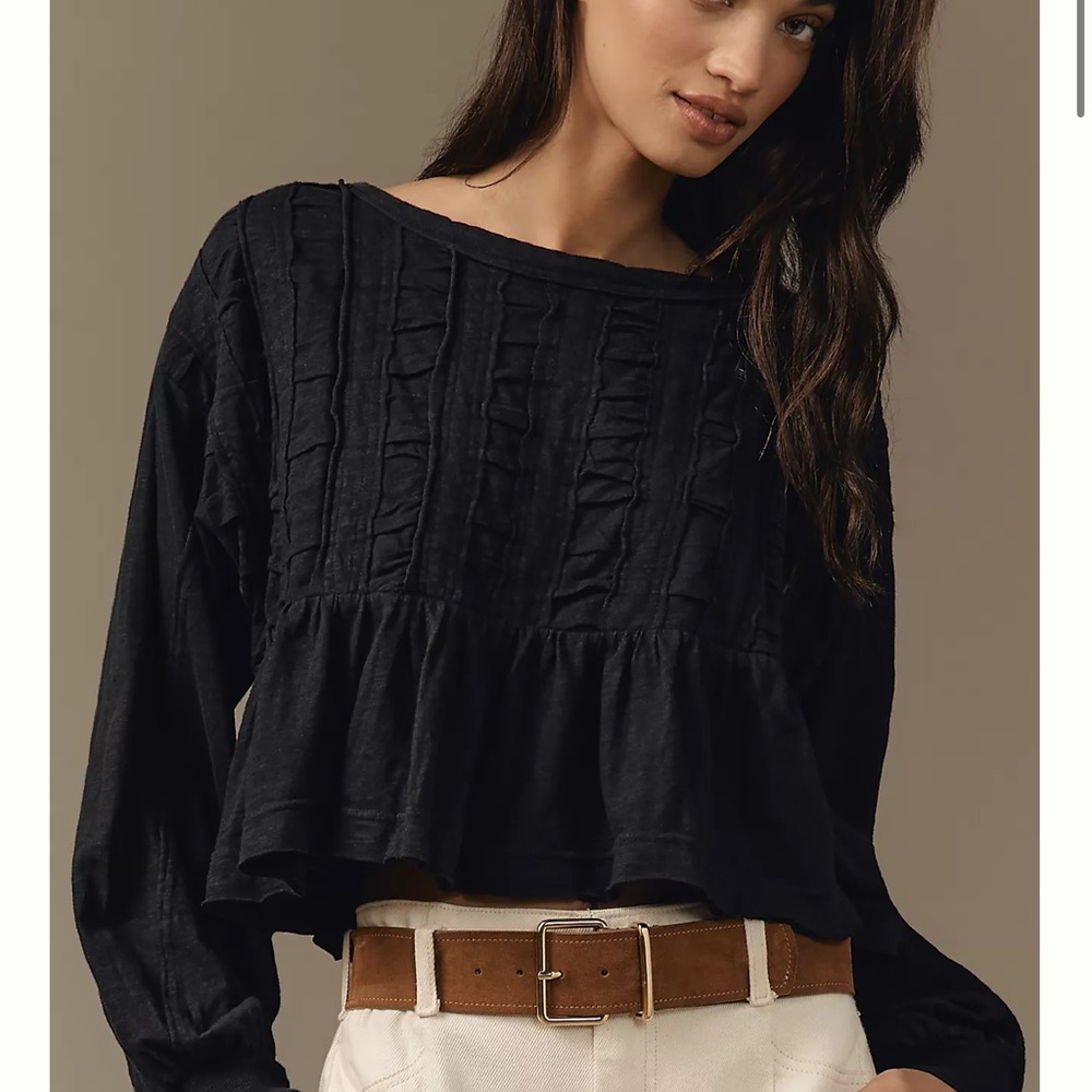 Pilcro Cream Long Sleeve Top